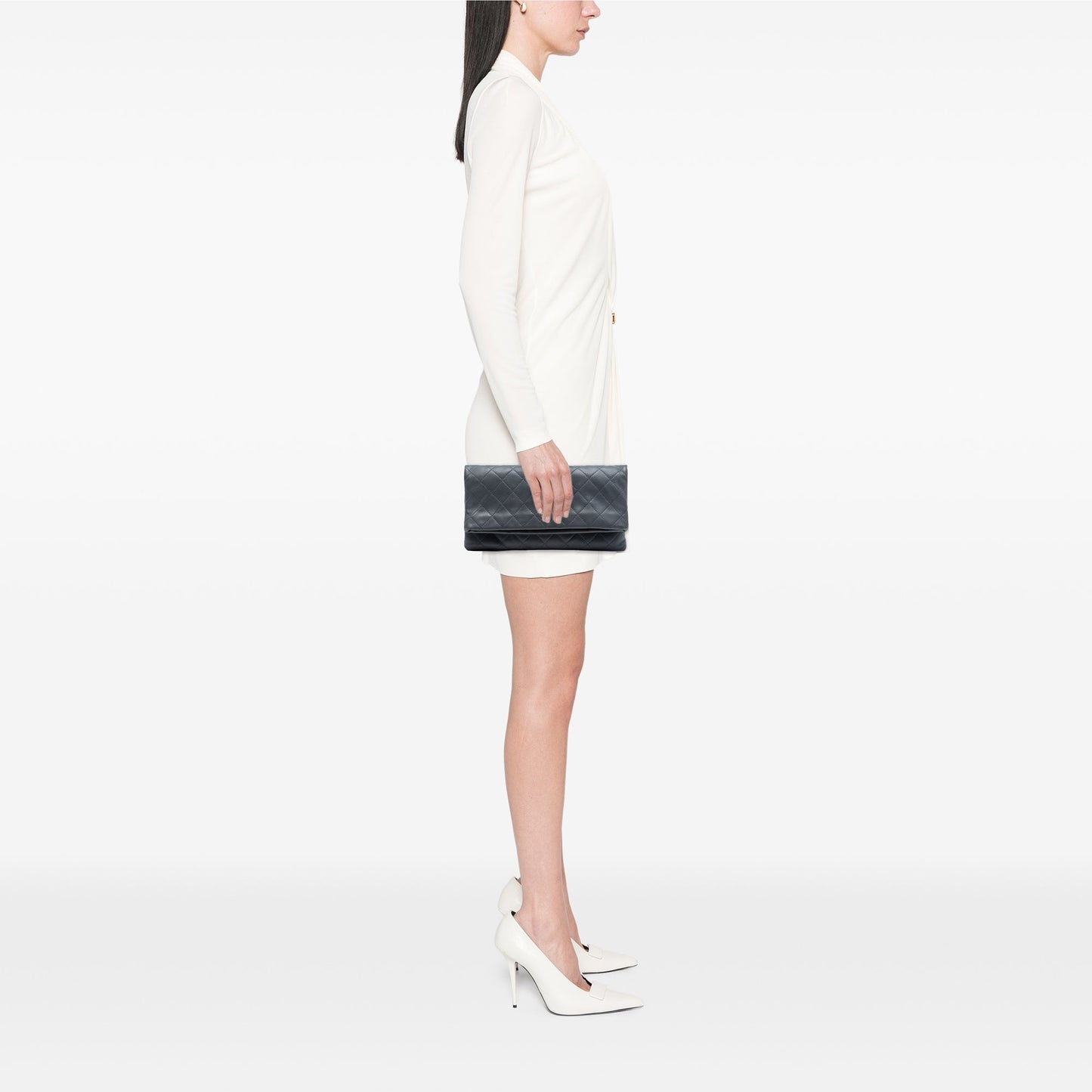 CC Quilted Lambskin Foldover Clutch