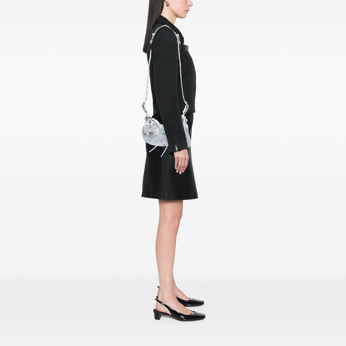 Balenciaga Washed Frayed Denim Crystal Motocross Le Cagole XS