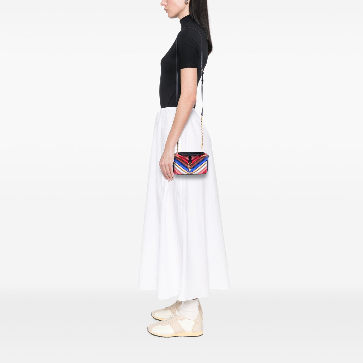 Saint Laurent Mini Chevron Sheepskin Multicolor Monogram College Satchel