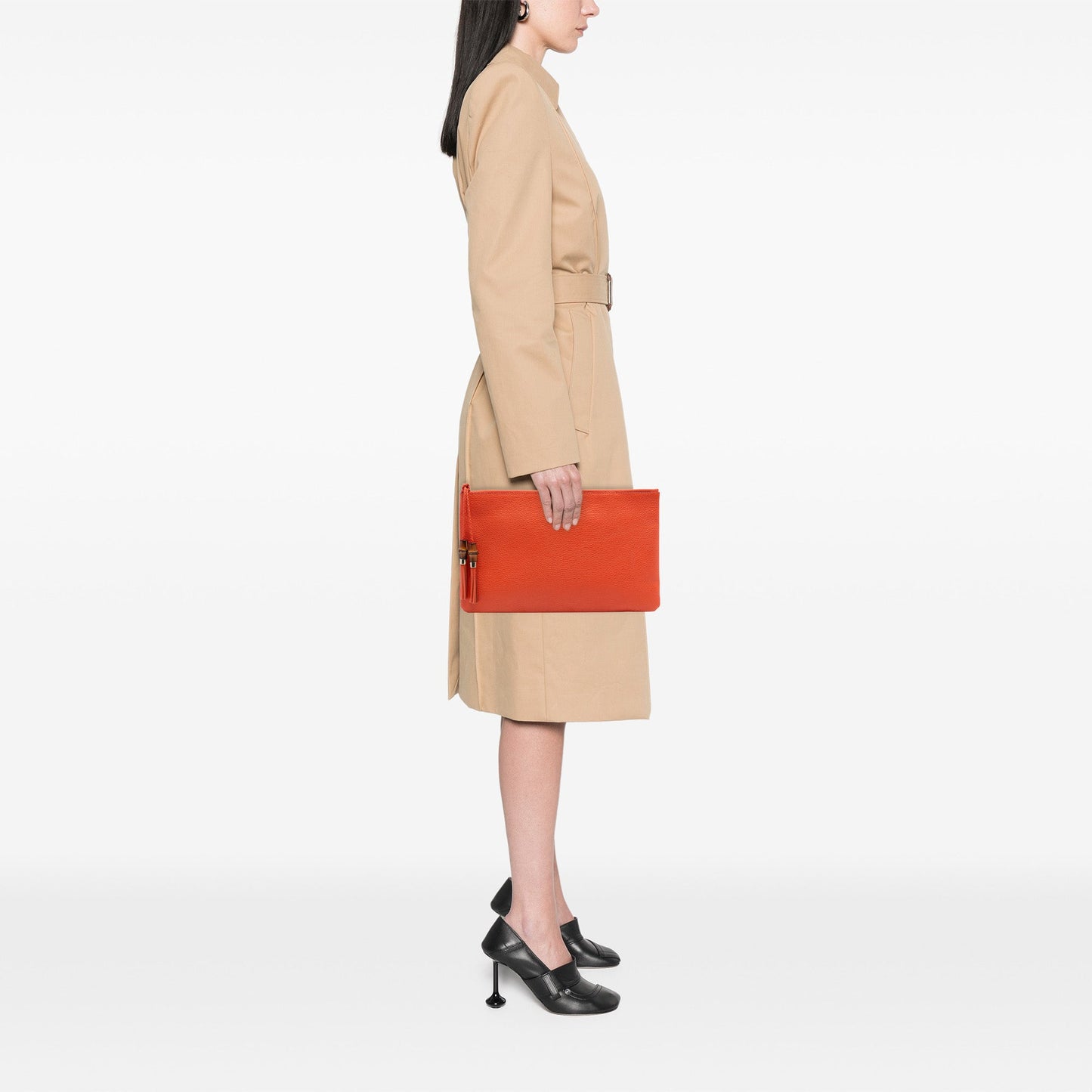 Gucci Calfskin Bamboo Tassel Clutch