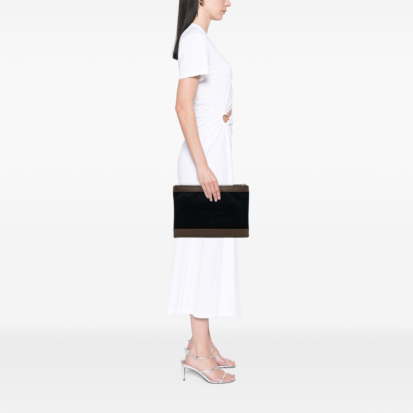 Balenciaga Canvas Navy Clip M Clutch