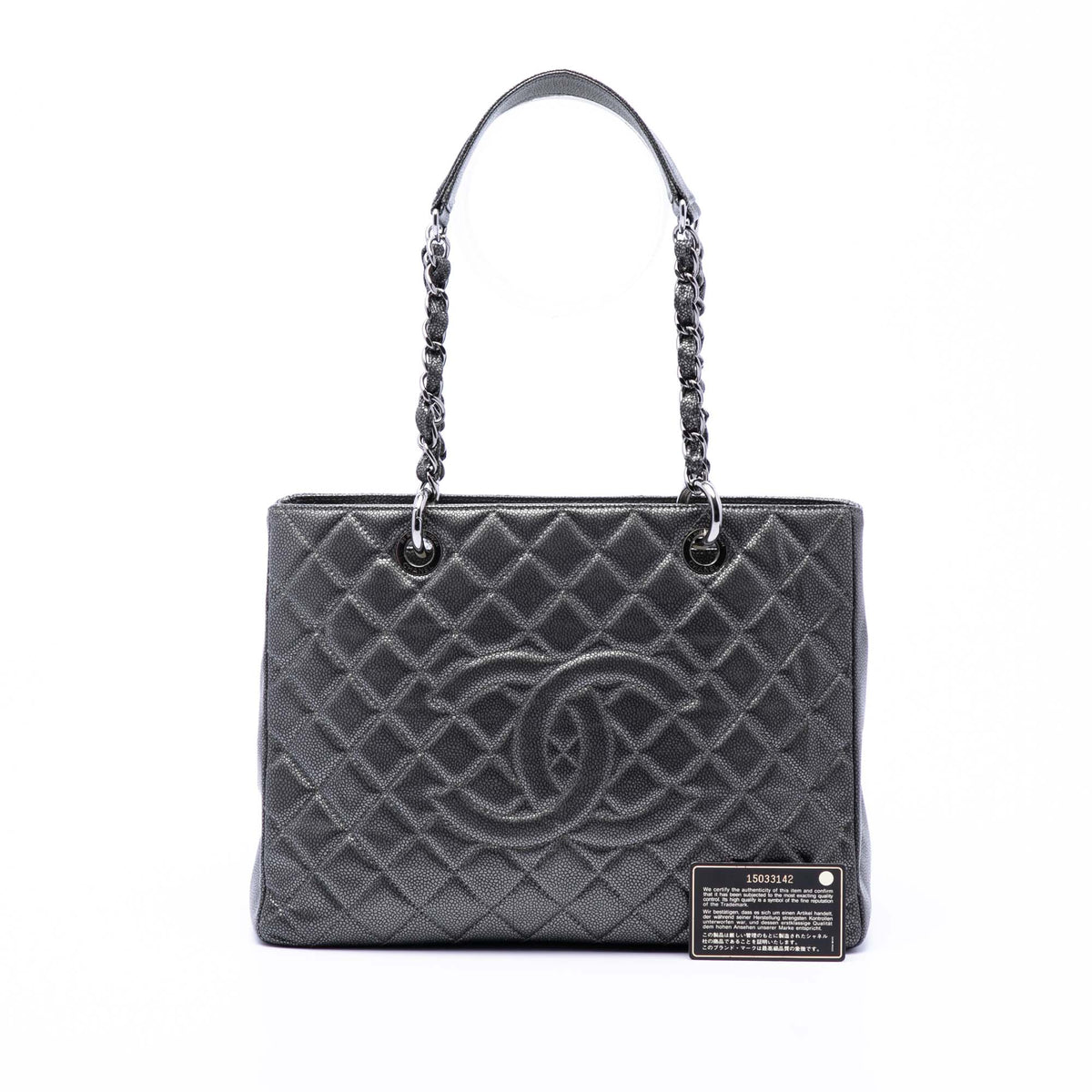 Chanel Metallic Caviar Grand Shopping Tote