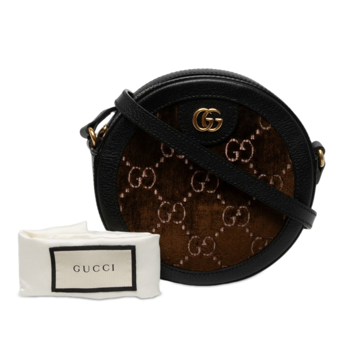 Gucci GG Velvet Ophidia Round Crossbody — Black