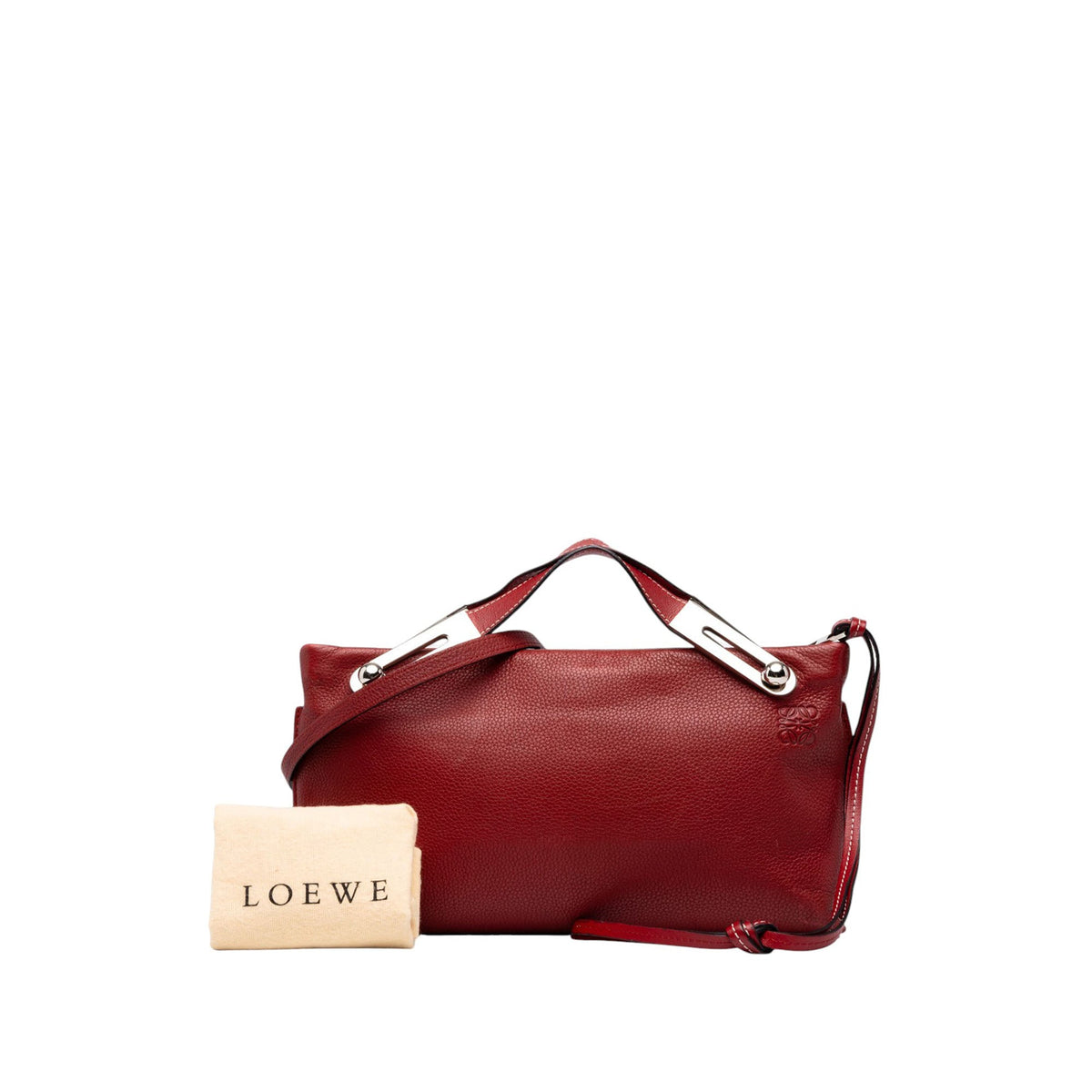 LOEWE Small Grained Calfskin Missy Satchel — Red
