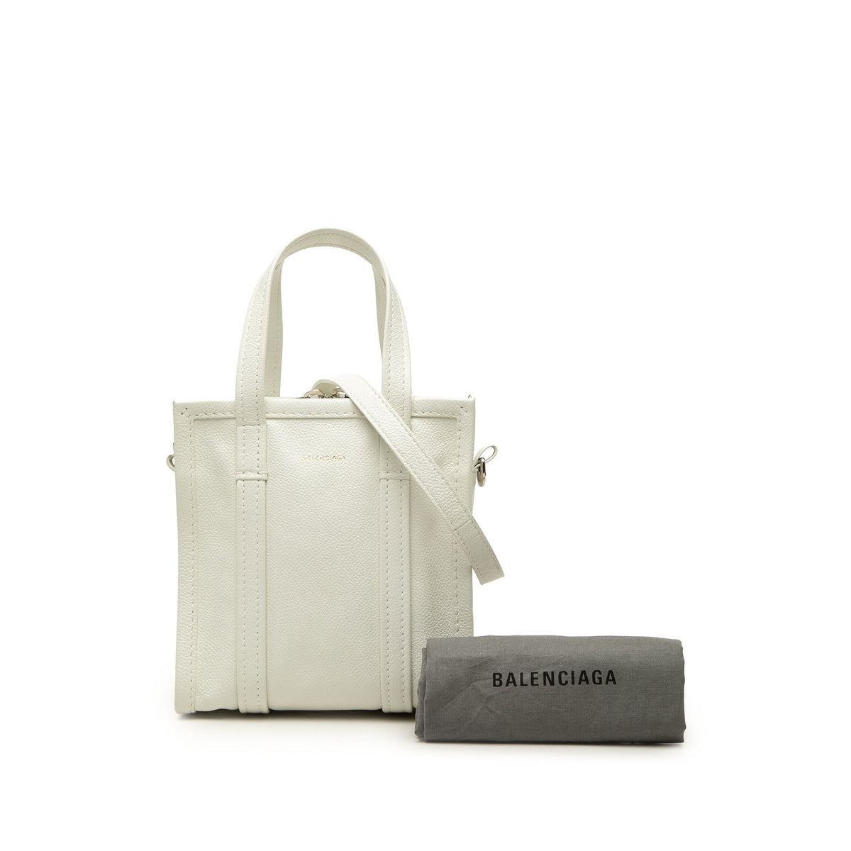 Balenciaga Lambskin Bazar Shopper Satchel XXS — White