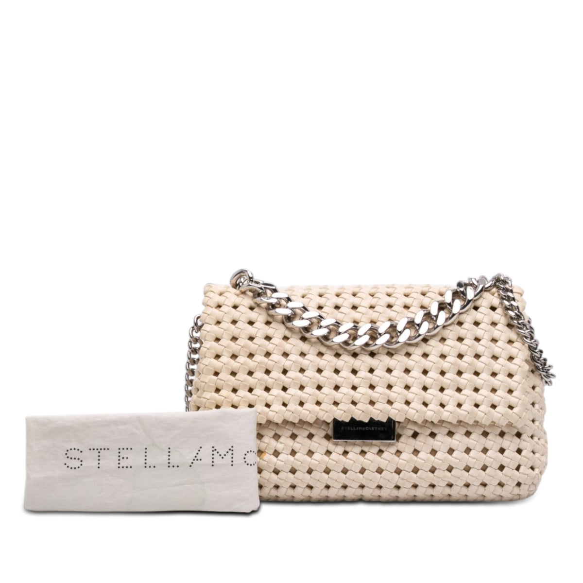 Stella McCartney Woven Faux Leather Becks Top Handle Bag