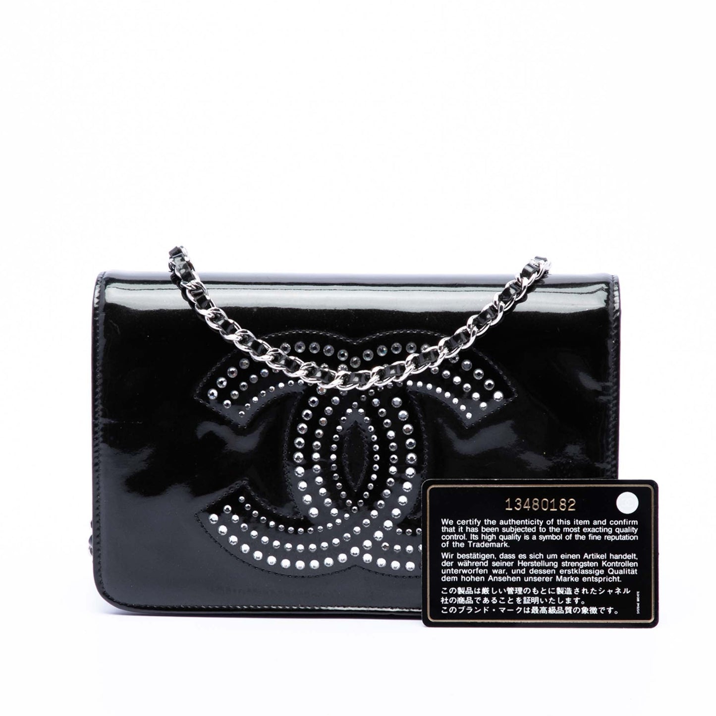 Chanel CC Patent Strass Embellished Wallet On Chain