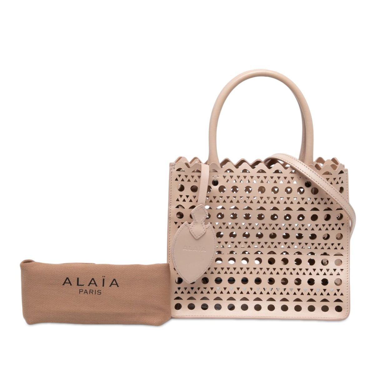 ALAÏA Vienne Calfskin Laser Cut Garance Tote 20 — Brown