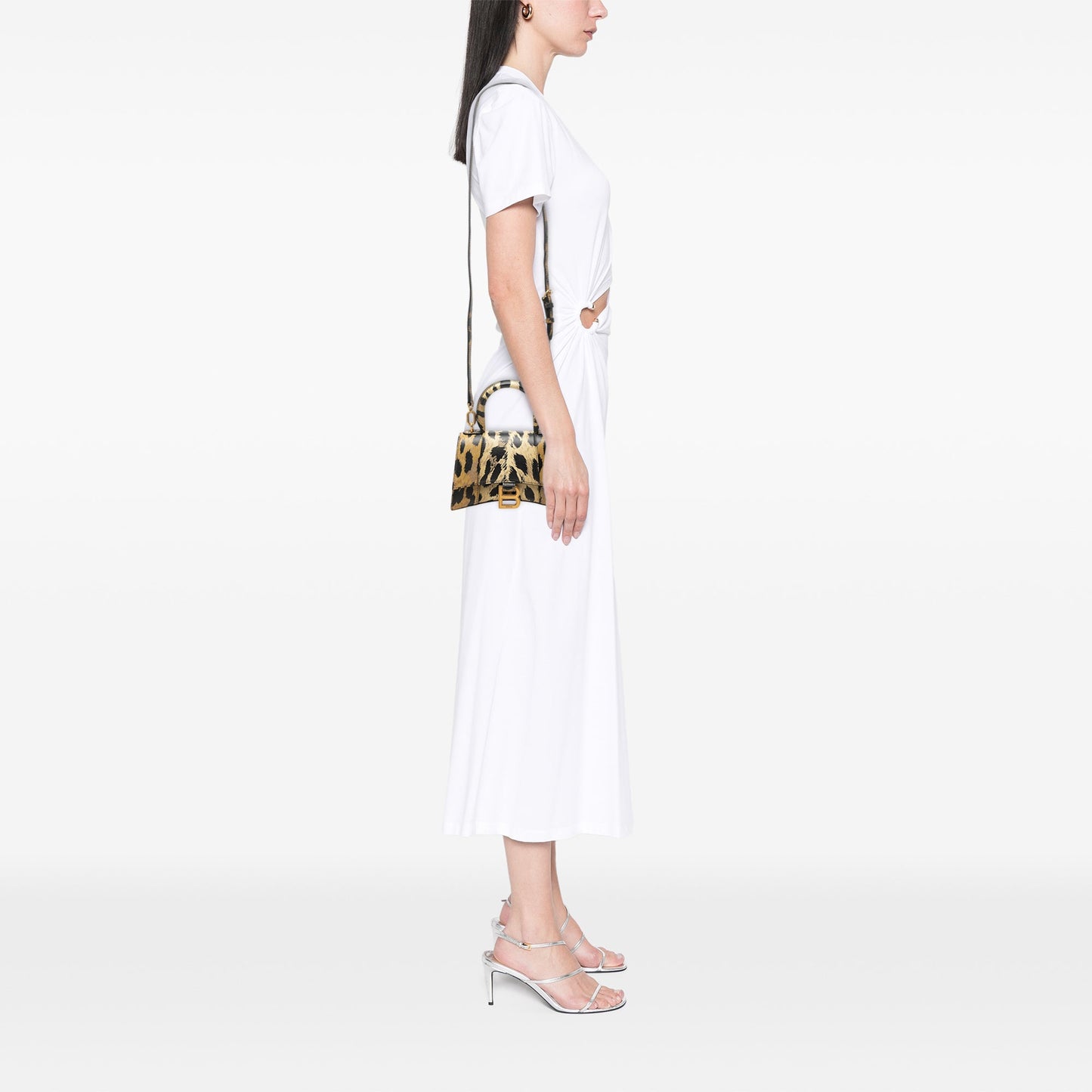 Balenciaga Calfskin Leopard Print Hourglass Top Handle Bag XS