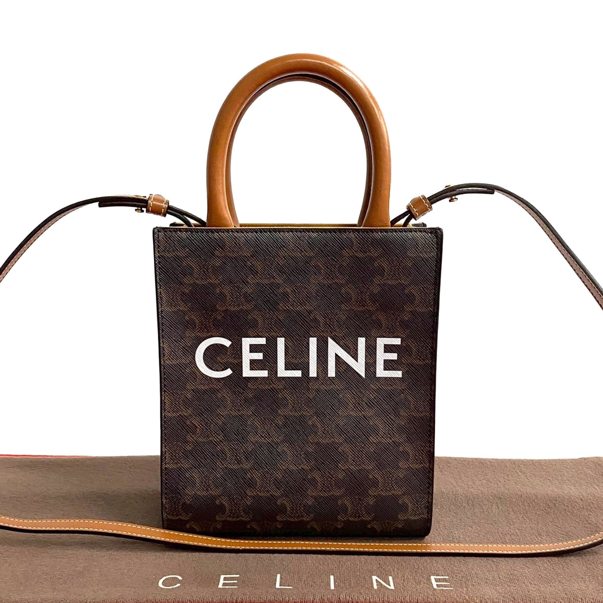 Celine Mini Triomphe Coated Canvas Vertical Cabas Satchel