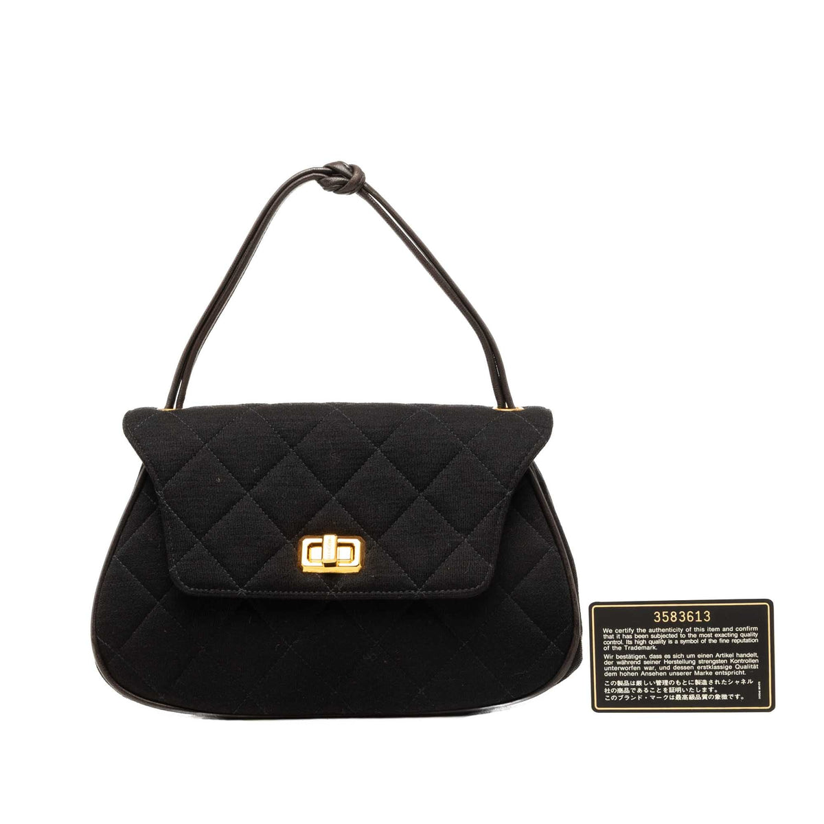 Chanel Quilted Cotton Mademoiselle Lock Top Handle Bag — Black