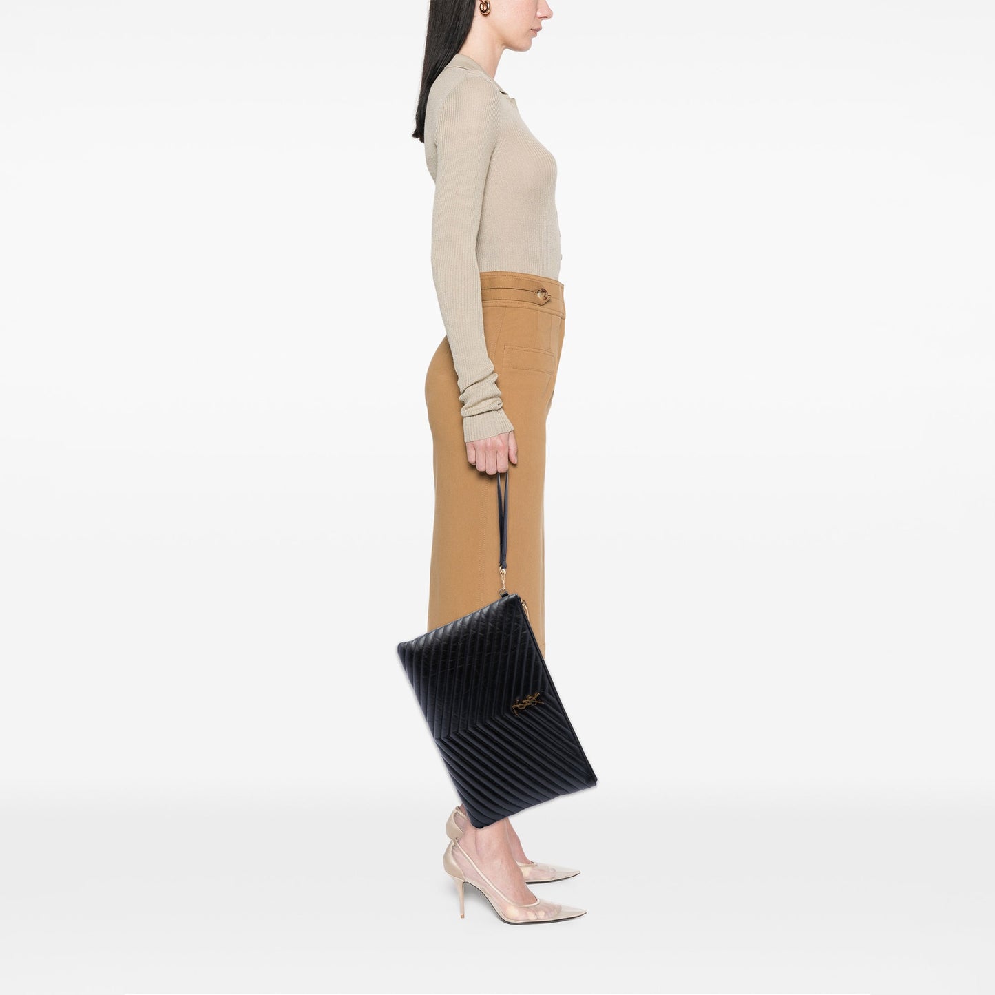 Saint Laurent Chevron Calfskin Cassandre Document Holder