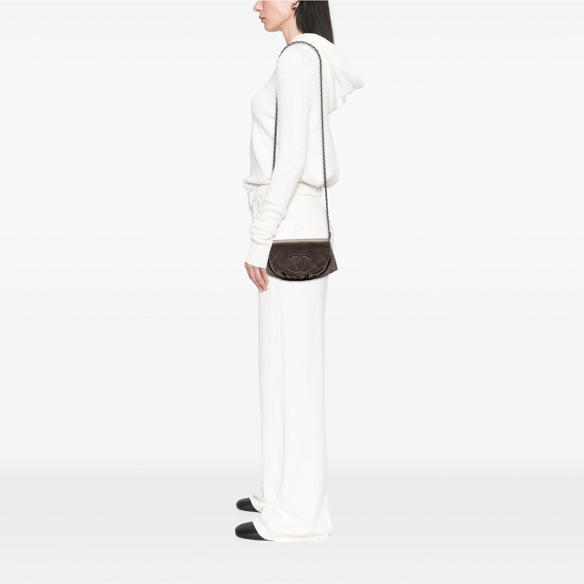 Chanel CC Metallic Caviar Half Moon Wallet on Chain