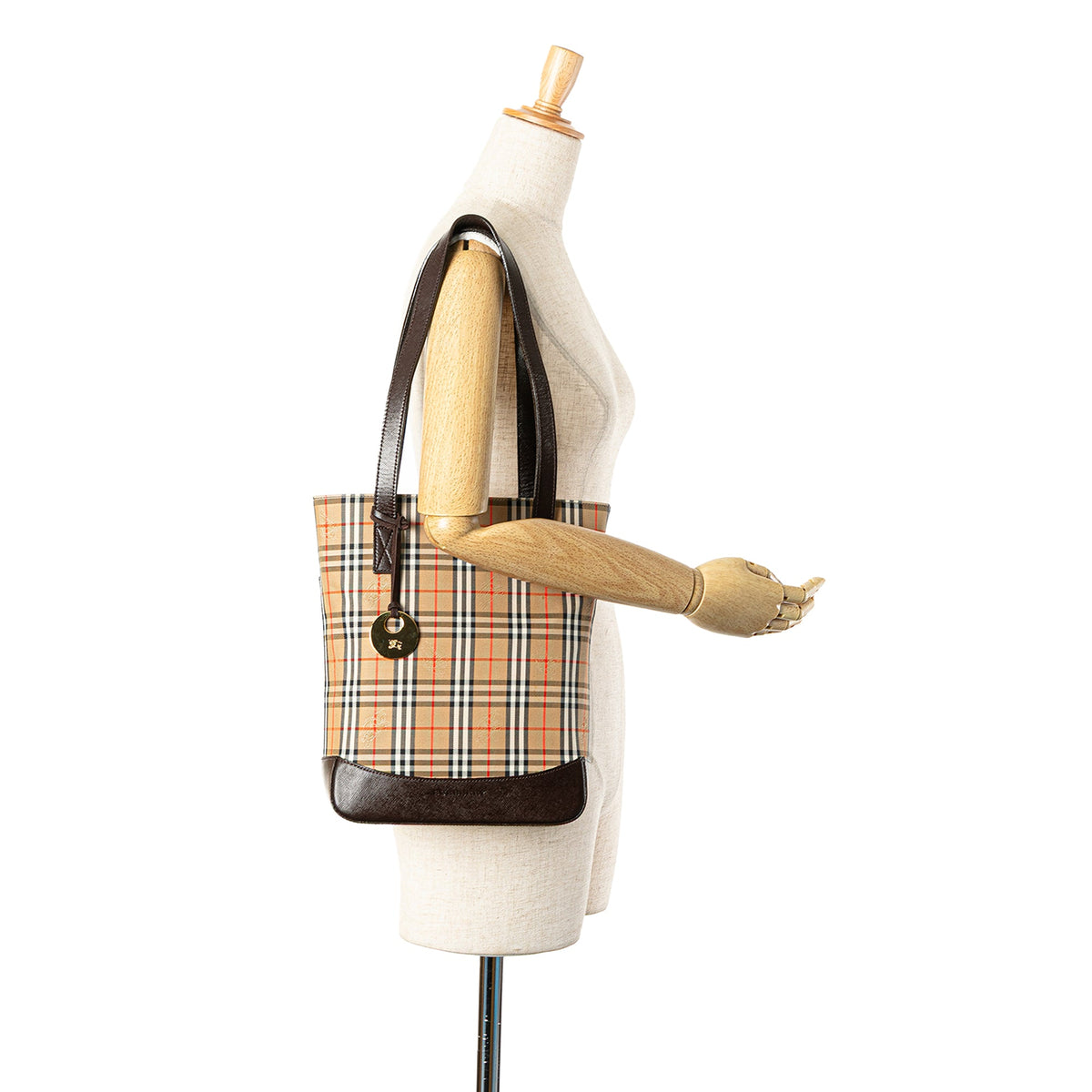 Burberry Haymarket Check Canvas Tote — Beige