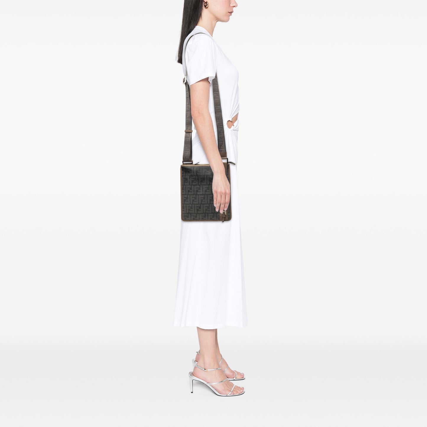 Fendi Zucca Spalmati Flat Messenger Bag