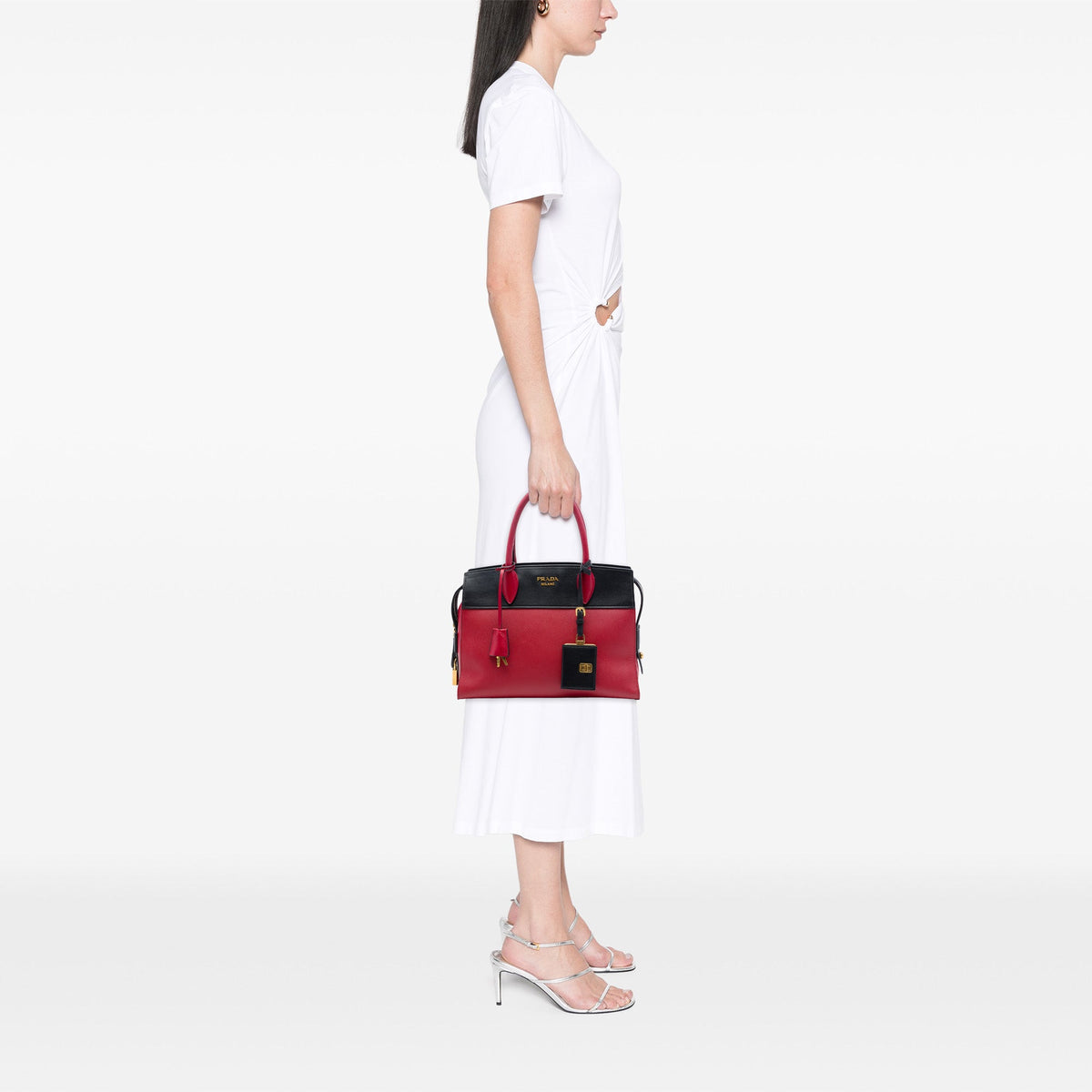 Prada Saffiano And City Calf Esplanade Satchel
