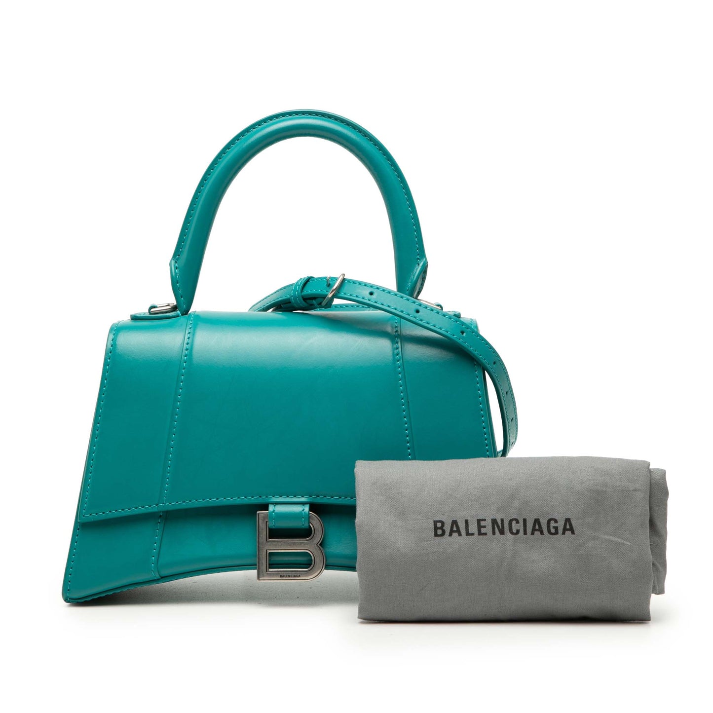 Balenciaga Small Shiny Box Calfskin Hourglass Top Handle Bag