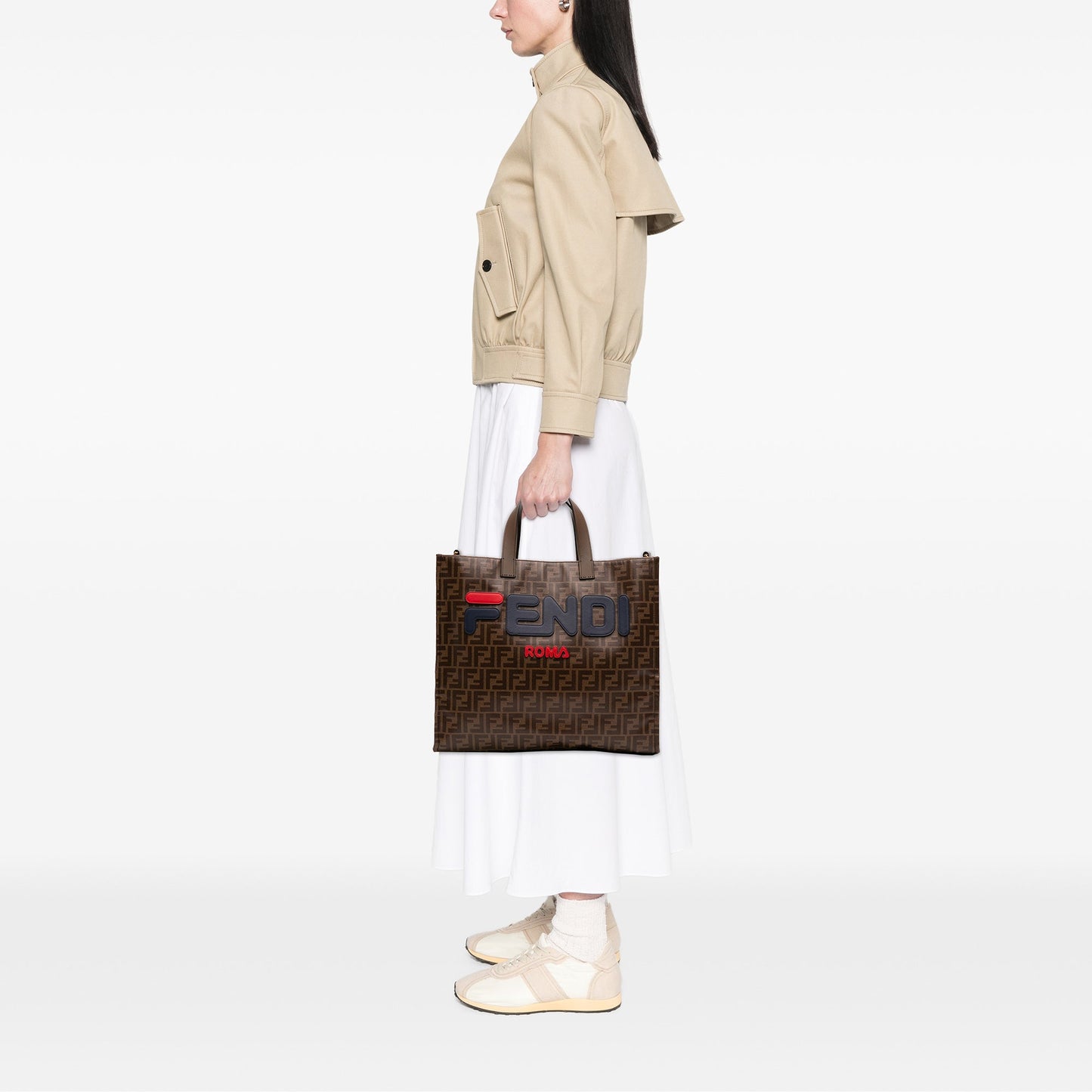 Fendi FILA Glazed Fabric FF 1974 Mania Shopping Tote