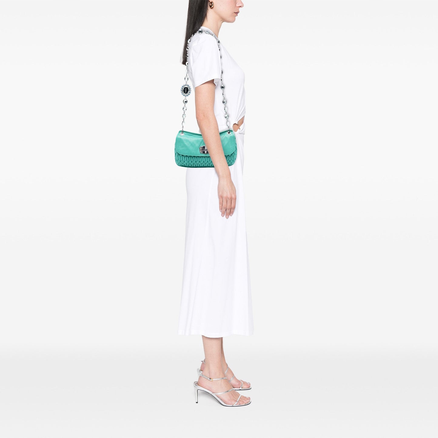 Miu Miu Matelasse Nappa Crystal Chain Crossbody