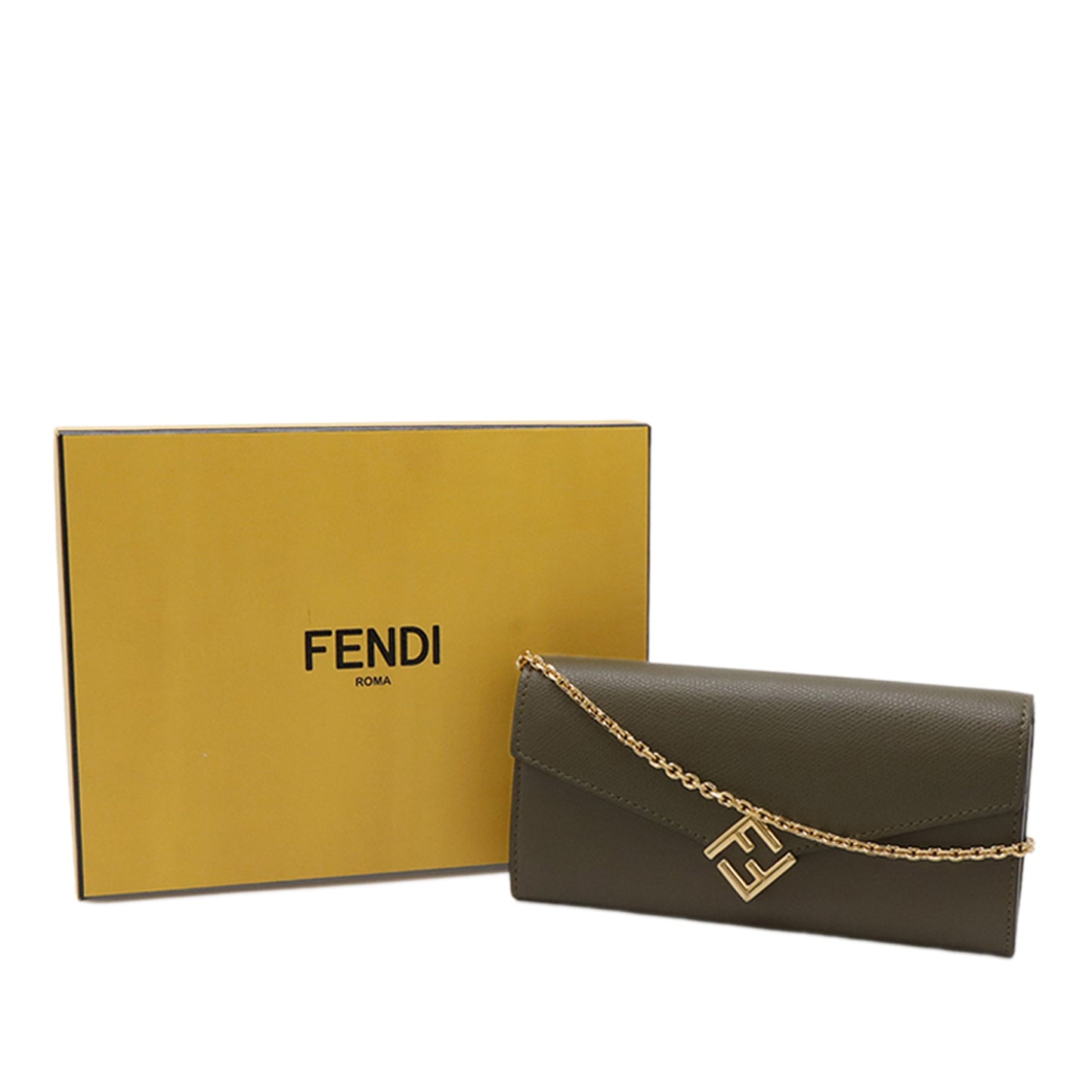 Fendi Smooth and Grained Calfskin Vitello King Cruise FF Diamonds Continental Envelope Wallet On Chain