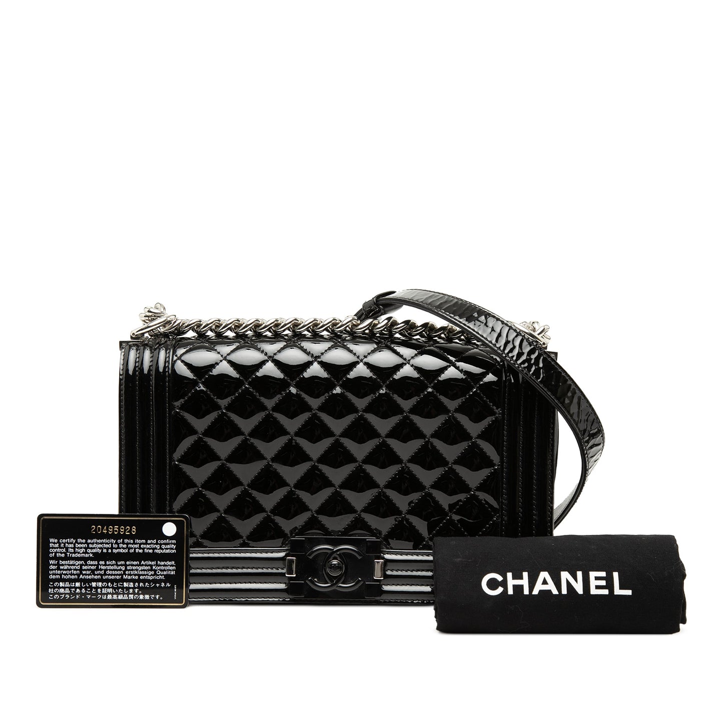 Chanel Old Medium Quilted Patent Acrylic Boy Flap