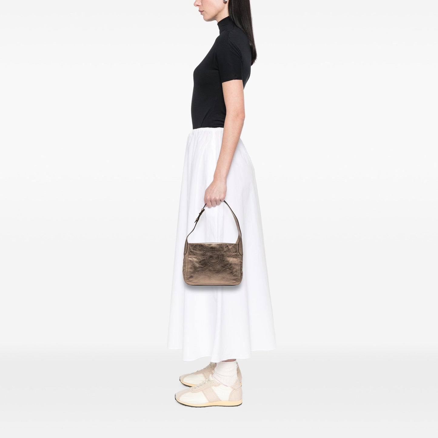 Ferragamo Perforated Leather Gancini Shoulder Bag