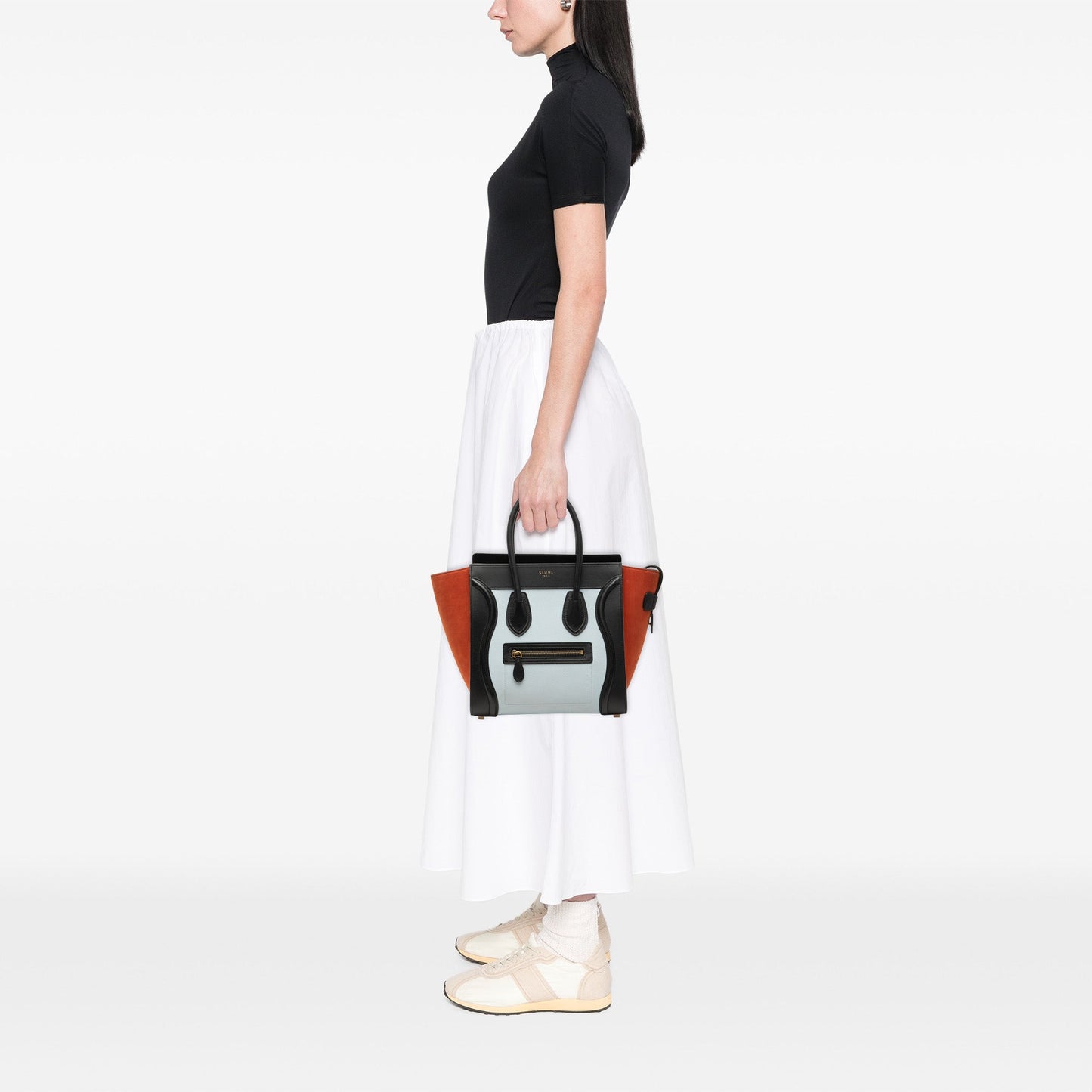 Celine Micro Tricolor Nubuck and Calfskin Luggage Tote