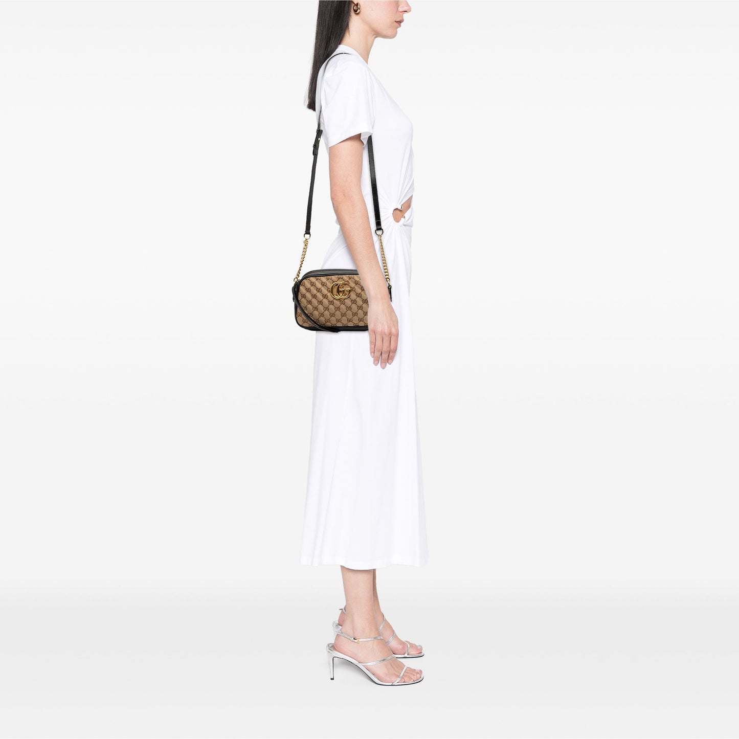 Gucci Small GG Marmont Matelasse GG Canvas and Leather Crossbody