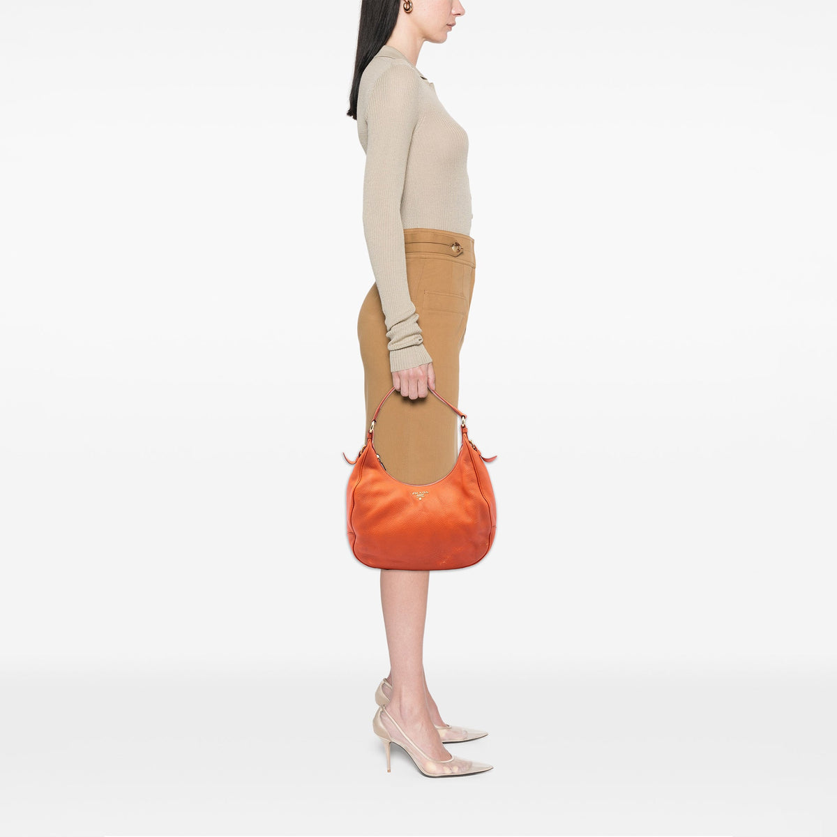 Prada Vitello Daino Zip Top Hobo