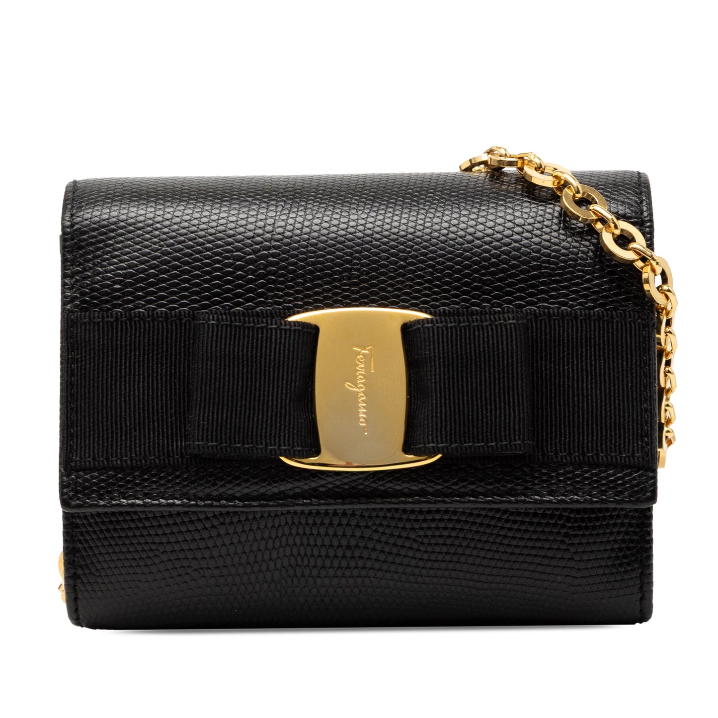 Ferragamo Mini Textured Leather Vara Bow Convertible Chain Crossbody