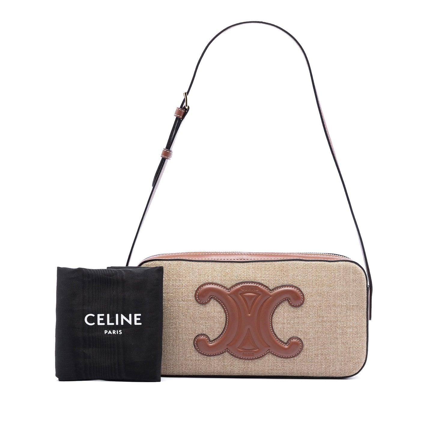 Celine Canvas and Calfskin Cuir Triomphe Camera Shoulder Bag