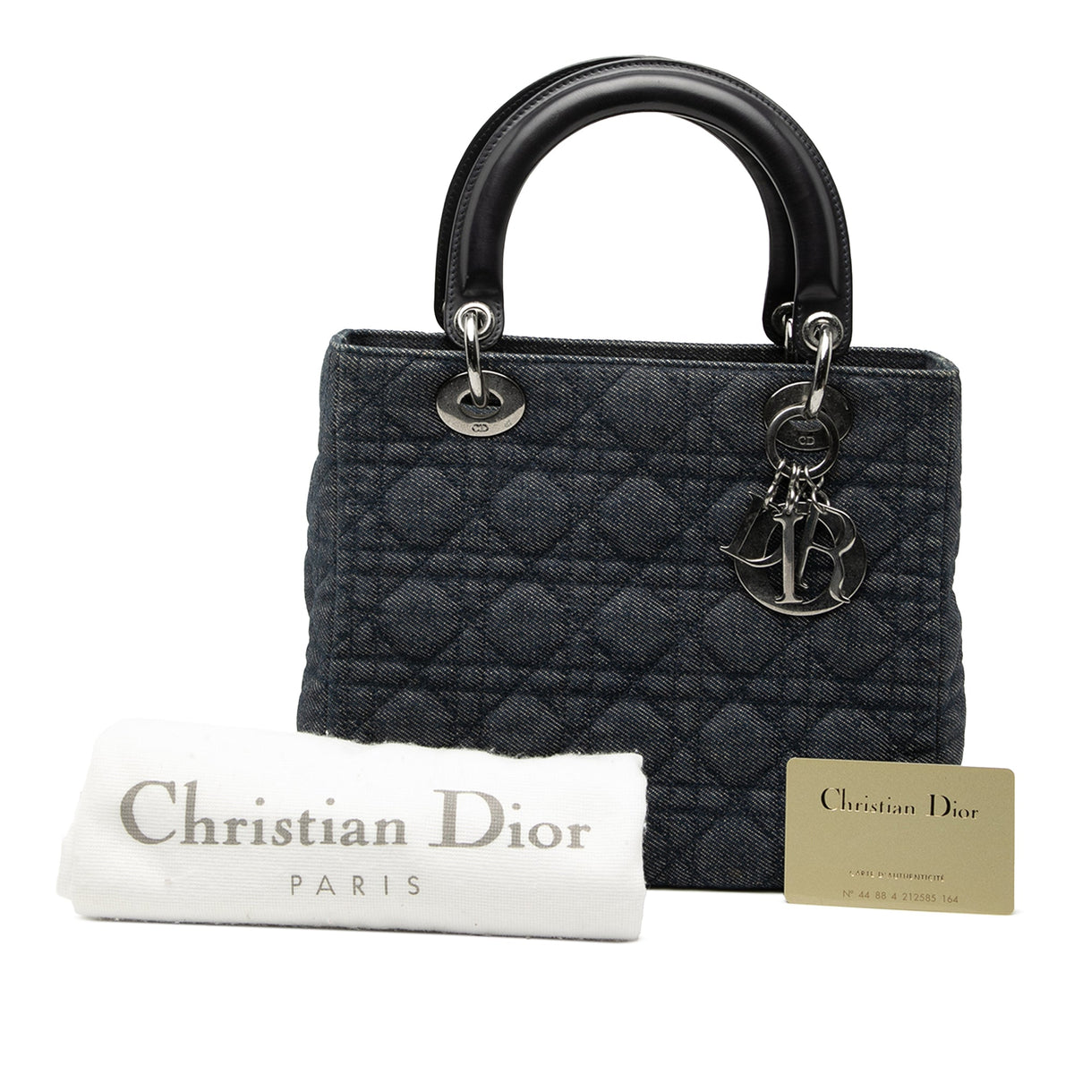 Dior Medium Denim Cannage Lady Dior — Blue