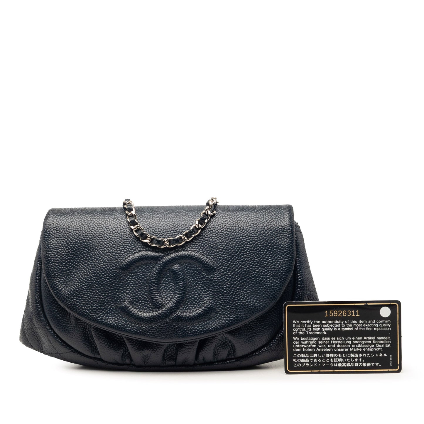 Chanel CC Caviar Half Moon Wallet on Chain