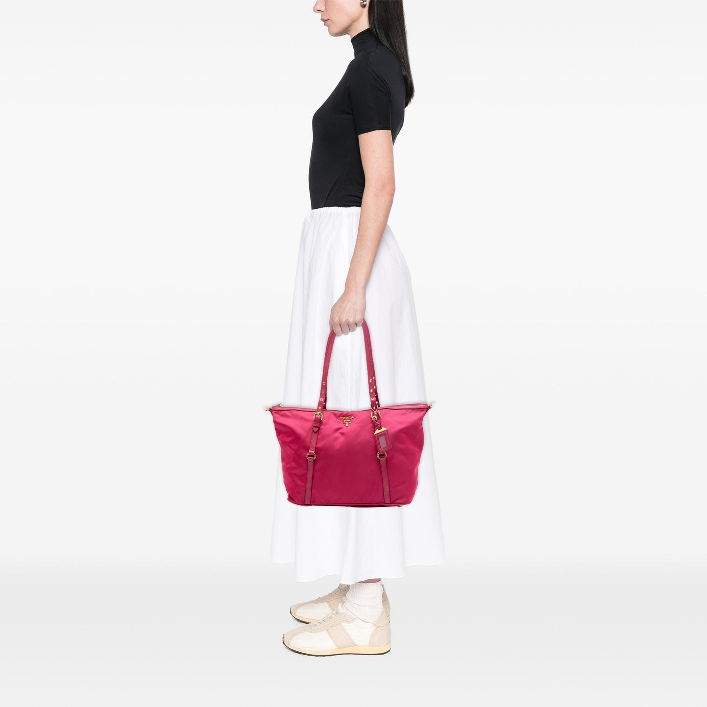 Prada Saffiano Trimmed Tessuto Satchel