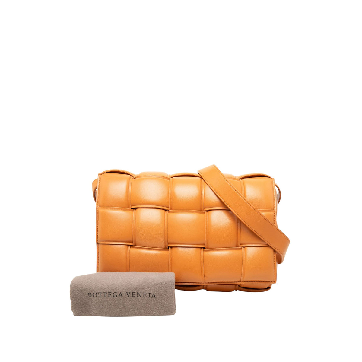 Bottega Veneta Nappa Intrecciato Padded Cassette Crossbody — Orange