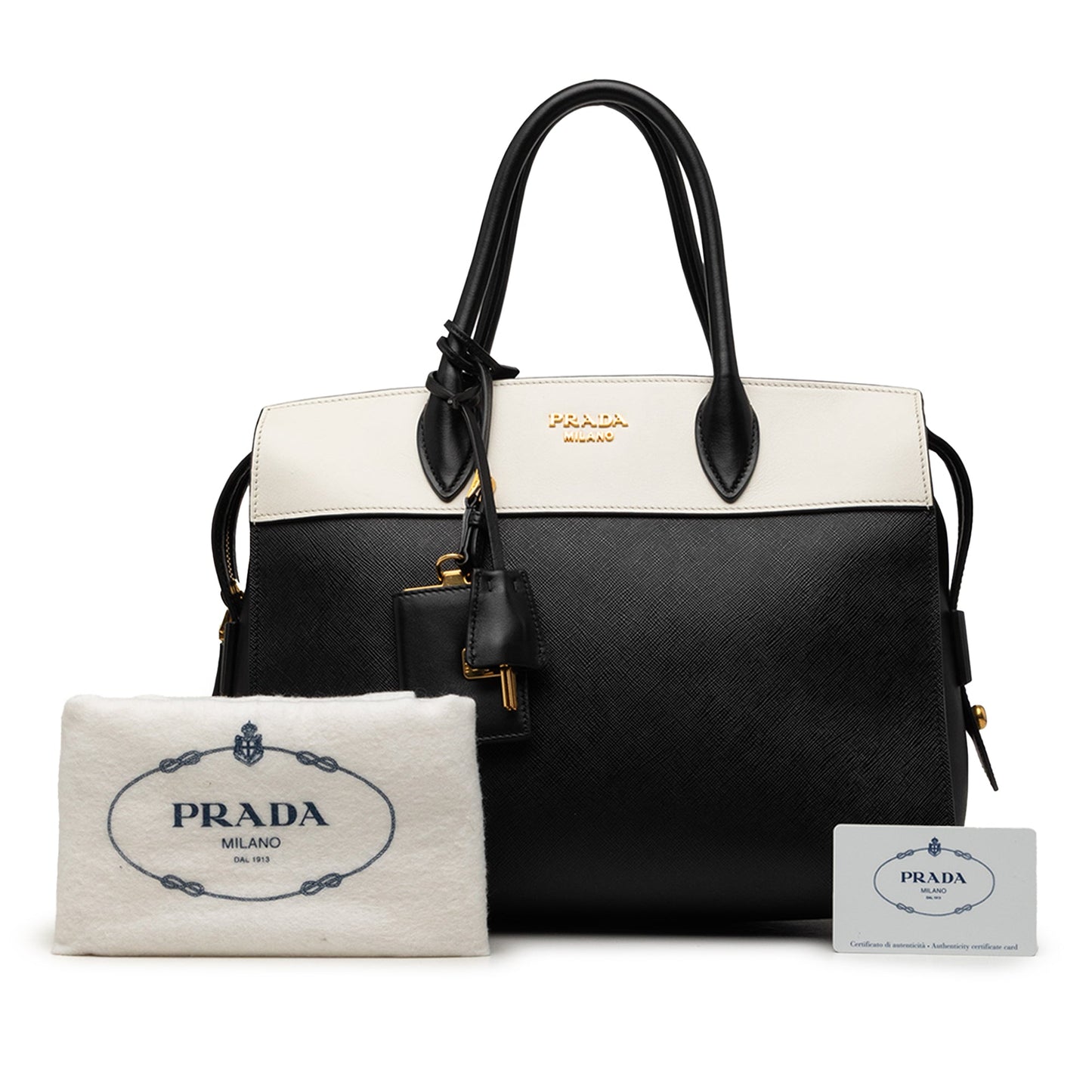 Prada Bicolor Saffiano and City Calf Esplanade Satchel