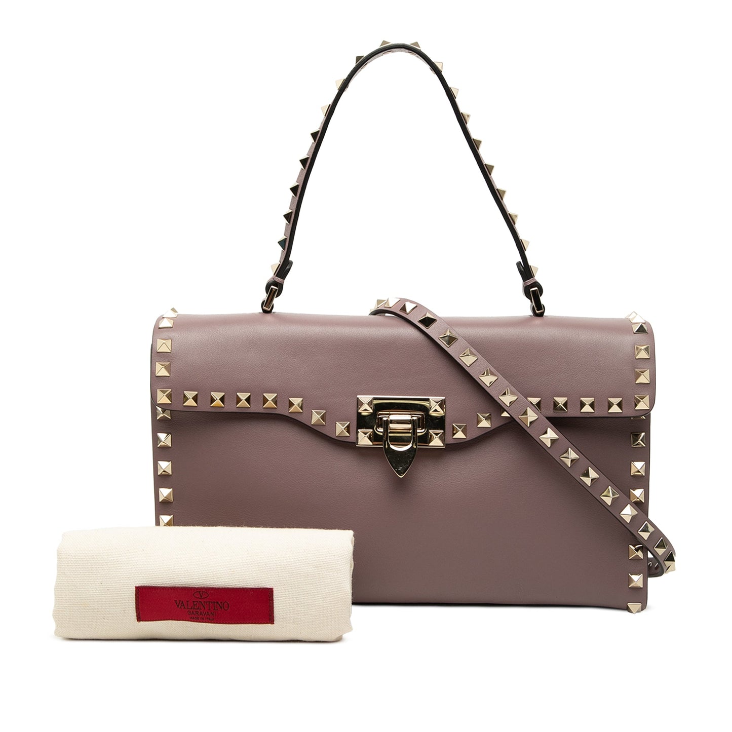 Valentino Small Leather Rockstud Single Handle Flap