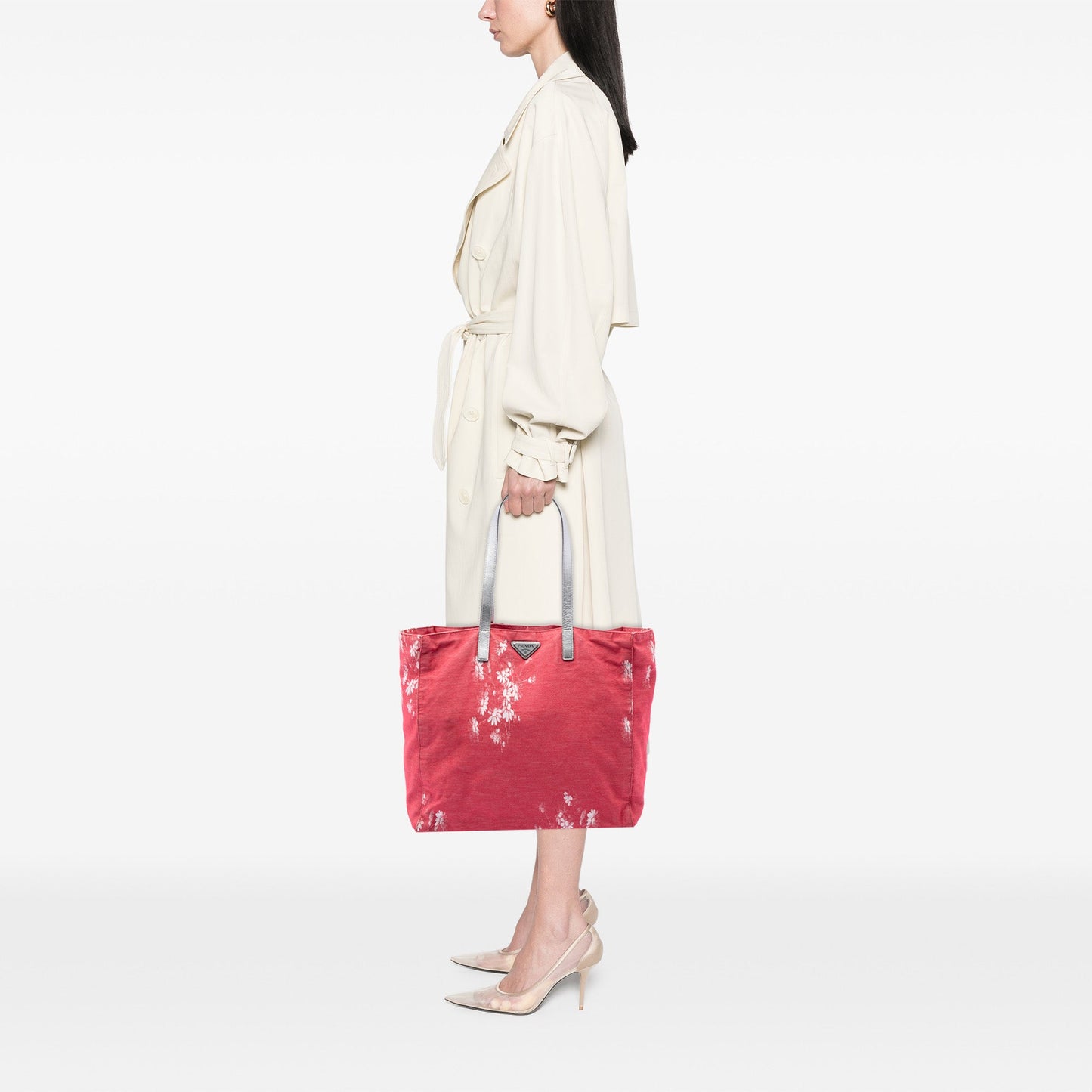 Prada Floral Printed Canvas Tote