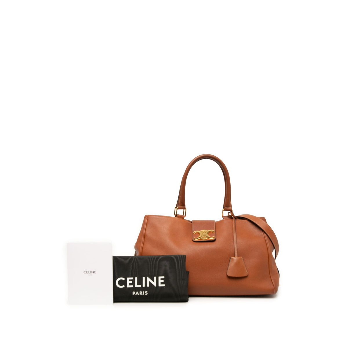 Celine Medium Supple Calfskin Appoline Satchel — Brown