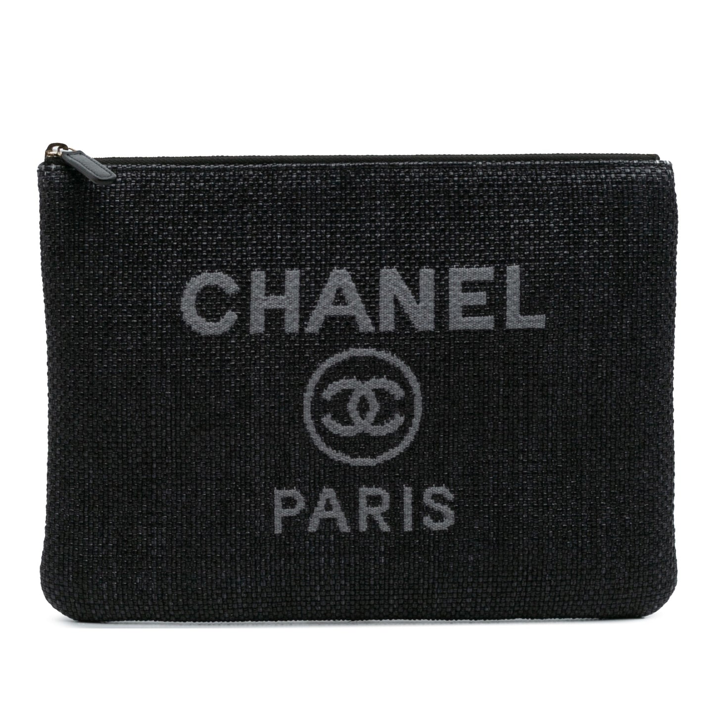 Chanel Medium Straw Deauville O Case Clutch