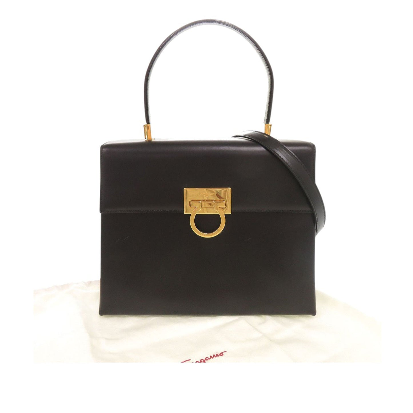 Ferragamo Leather Gancini Top Handle Bag