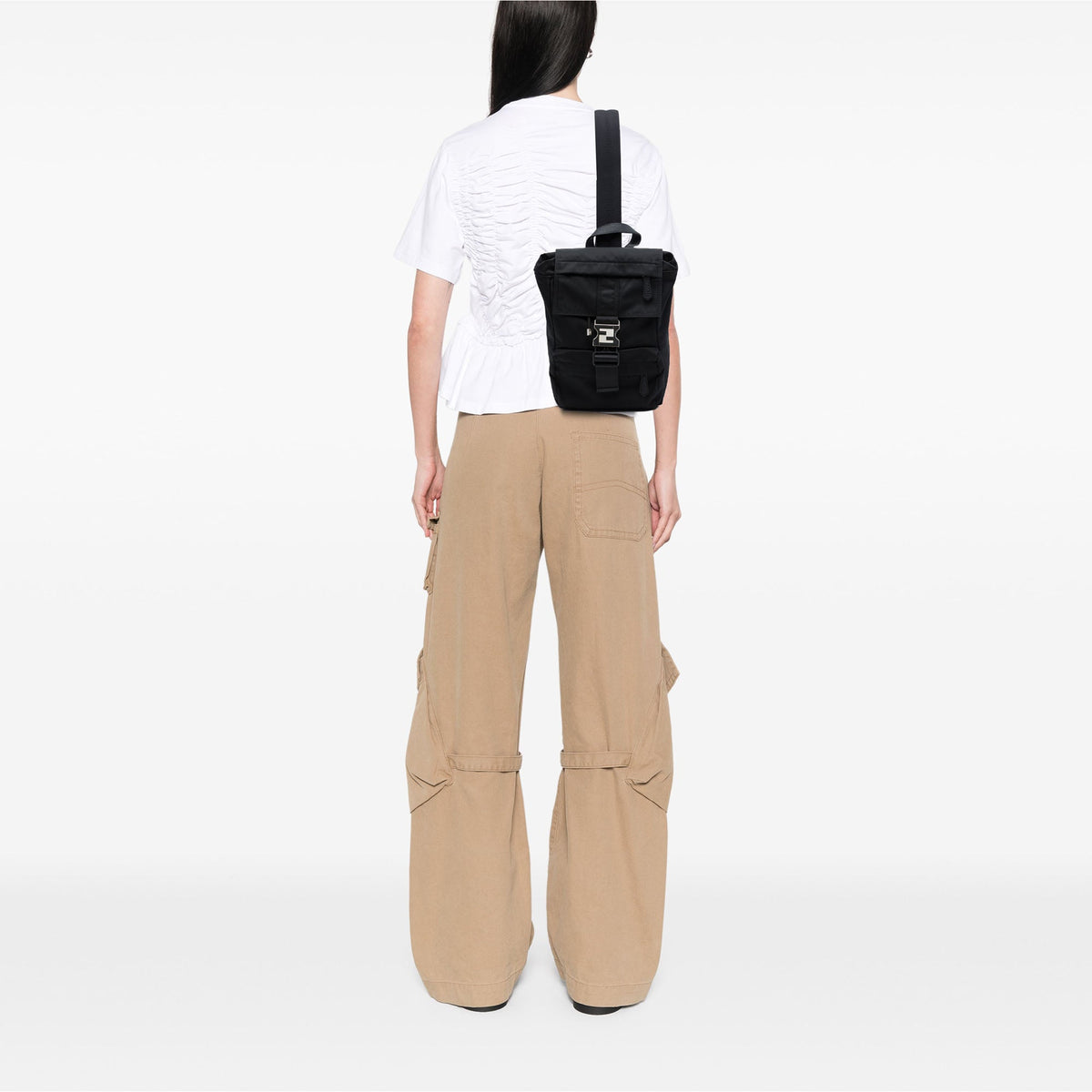 Fendi Small Fendiness Econyl Nylon Backpack — Black