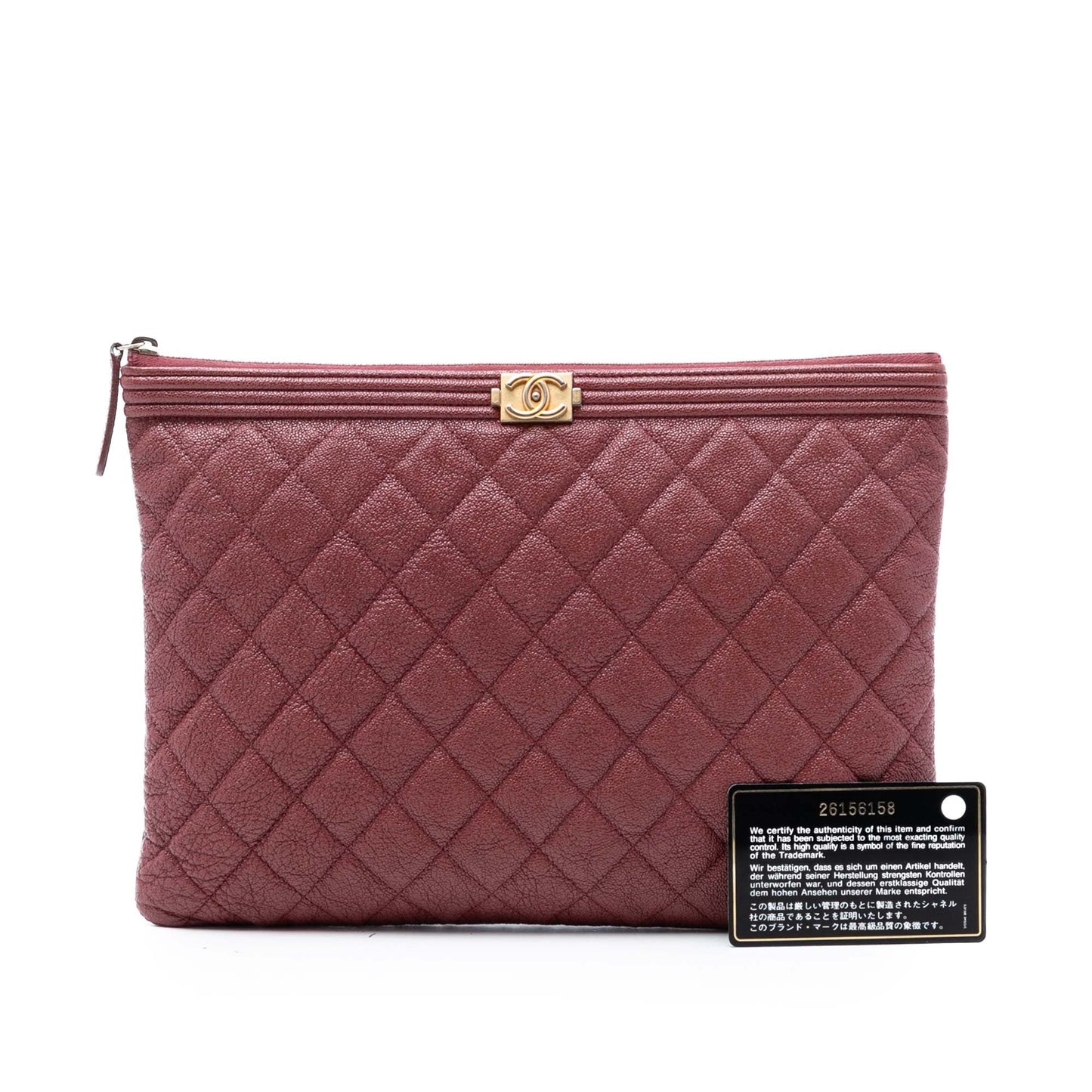 Medium Quilted Caviar Boy O Case Clutch