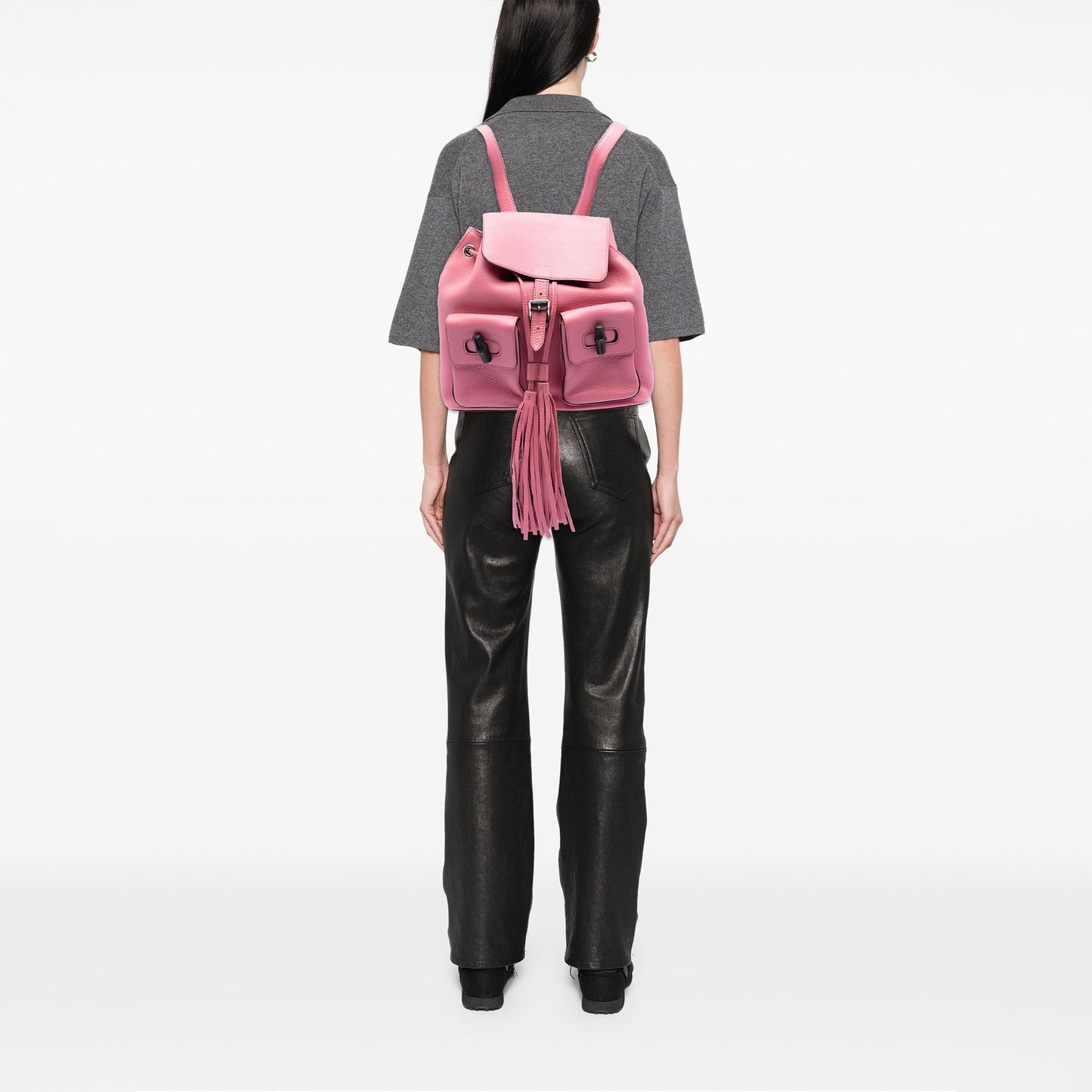 Gucci Leather Bamboo Tassel Backpack