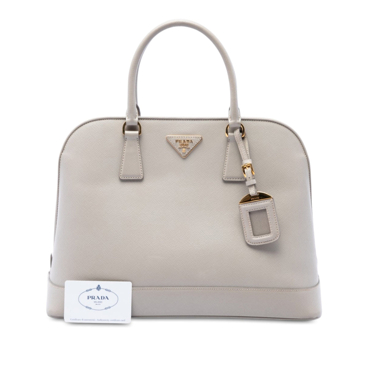 Prada Large Saffiano Lux Open Promenade Satchel — White