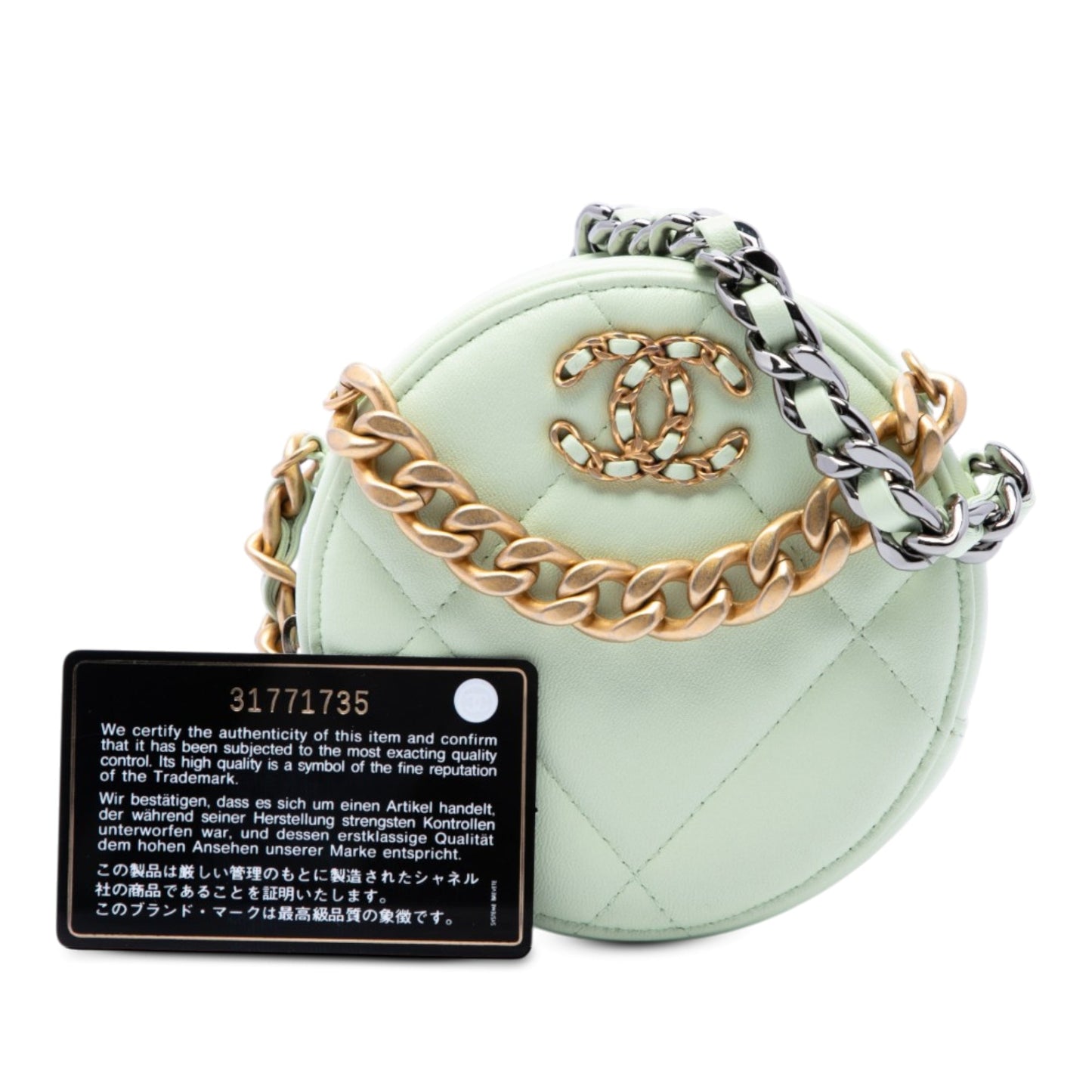 Chanel Lambskin 19 Round Clutch with Chain