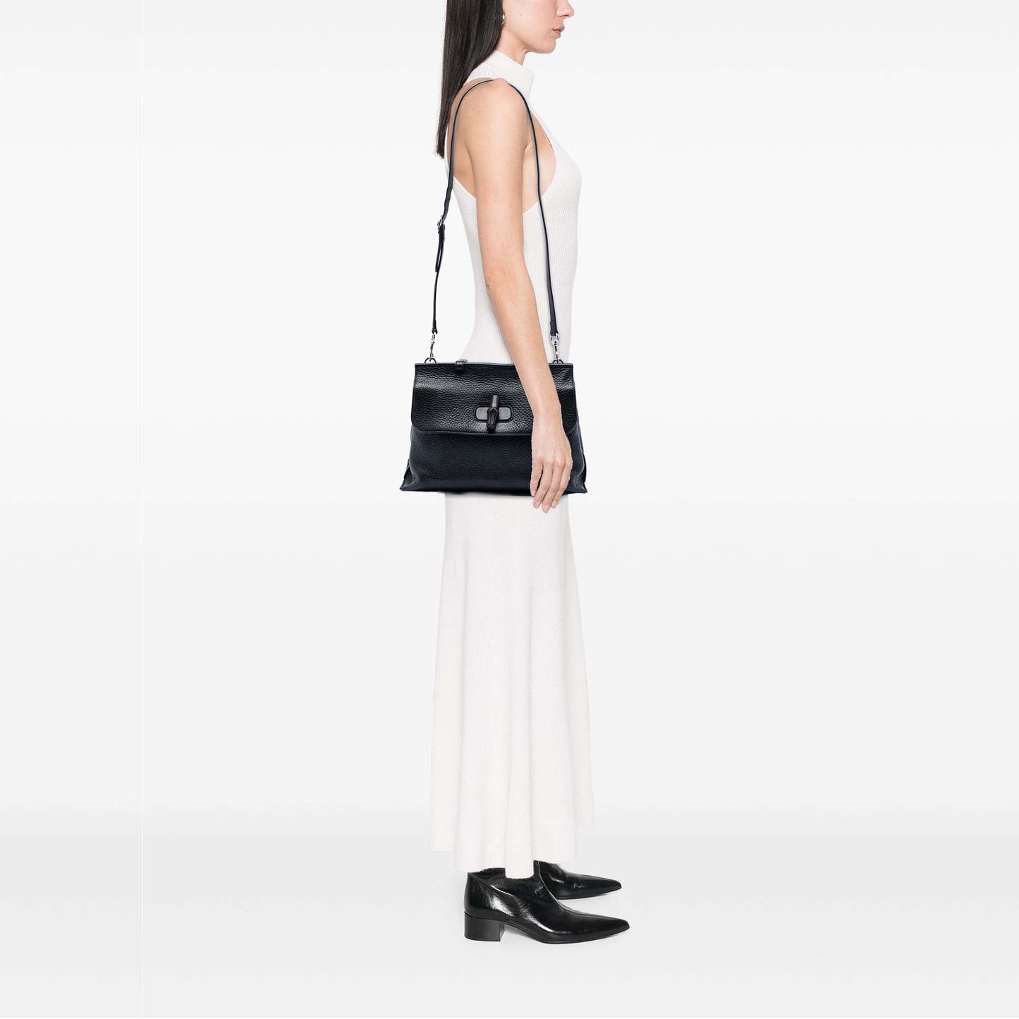 Medium Leather Bamboo Daily Satchel