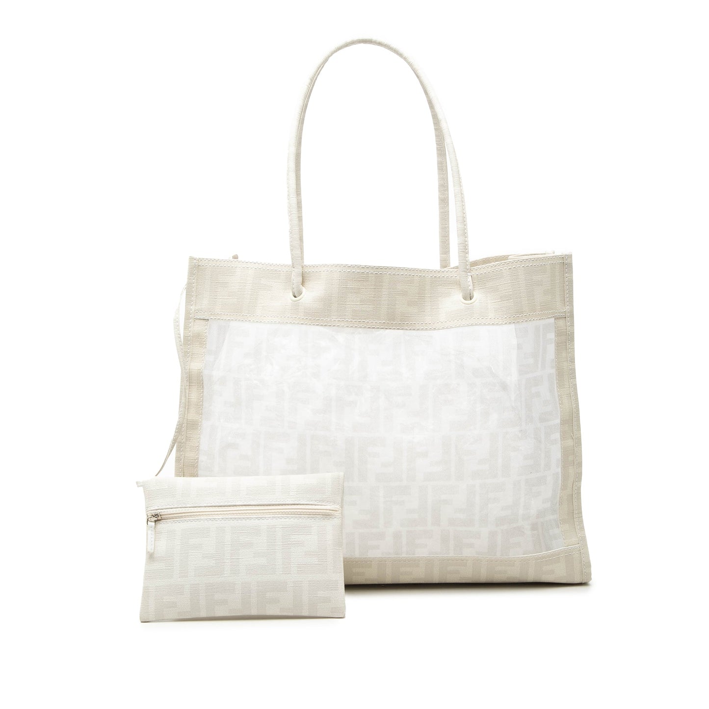 Fendi Coated Canvas Trimmed Zucca Mesh Tote