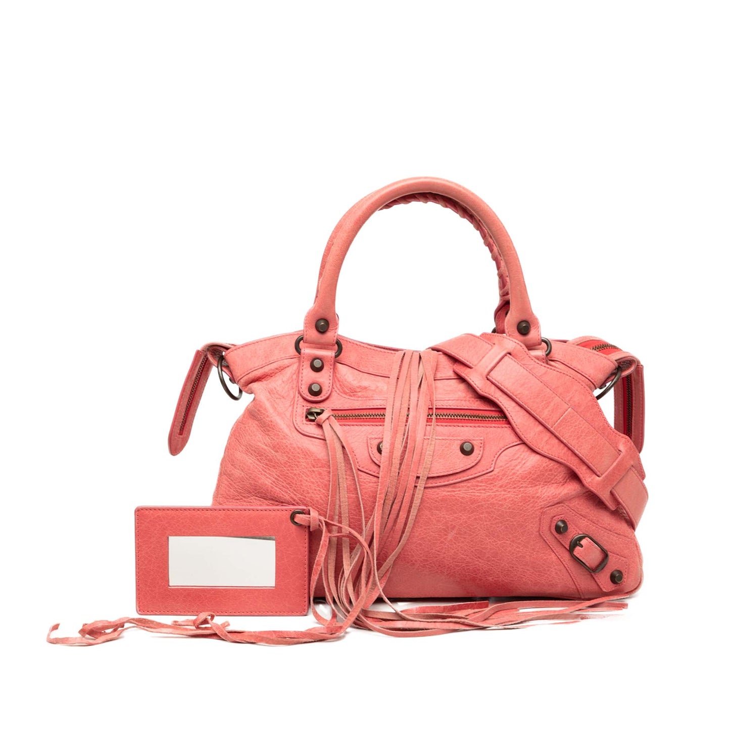 Balenciaga Lambskin Motocross Classic Town Satchel
