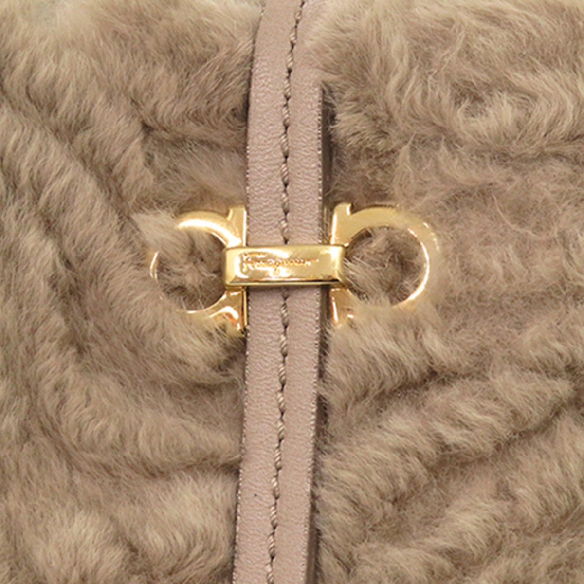 Ferragamo Double Gancini Fur Tote — Brown